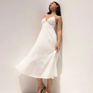 Lulu's Floral Embroidered Halter Midi Dress